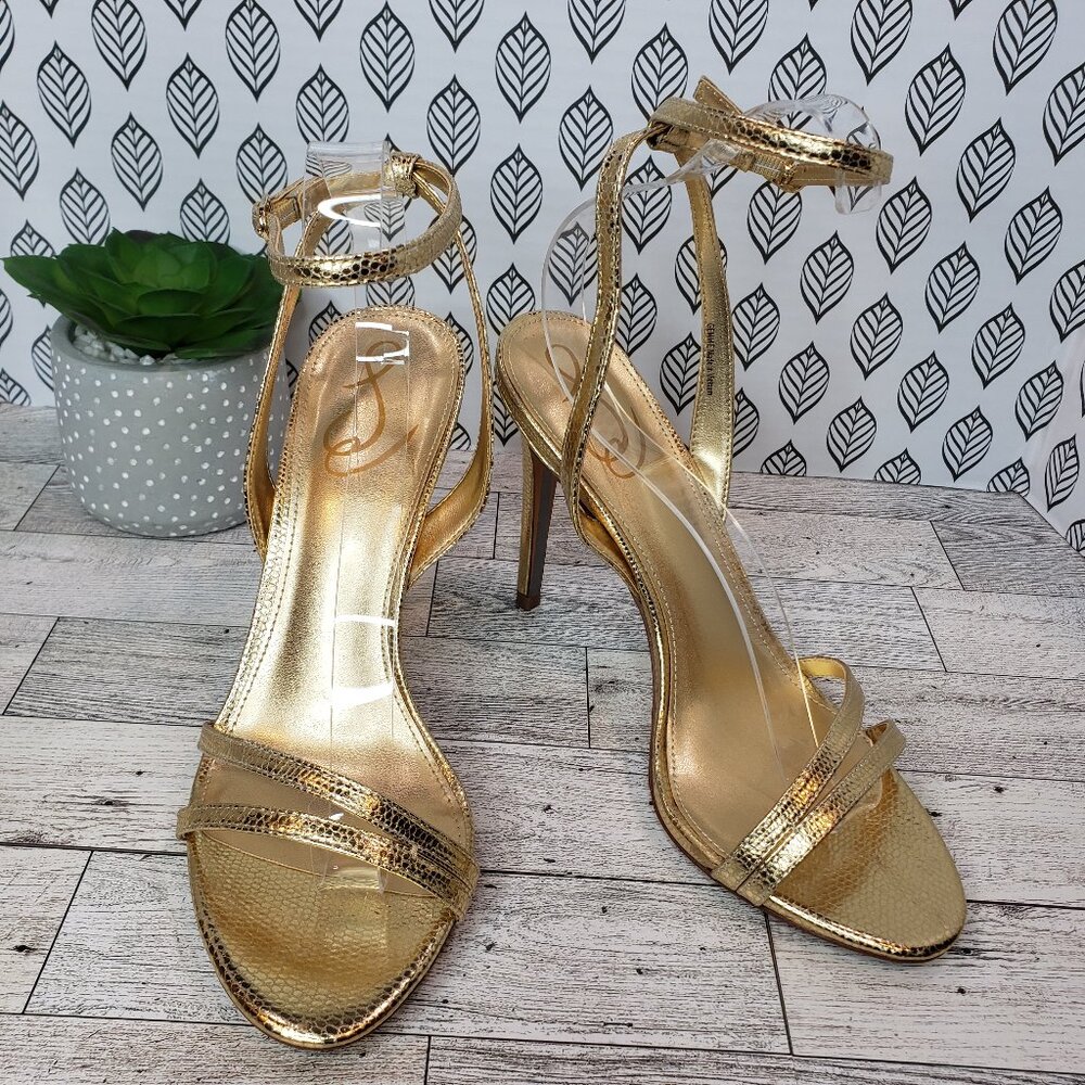Sam Edelman Womens Gemie Ankle Strap Heel Amber Gold 8.5M